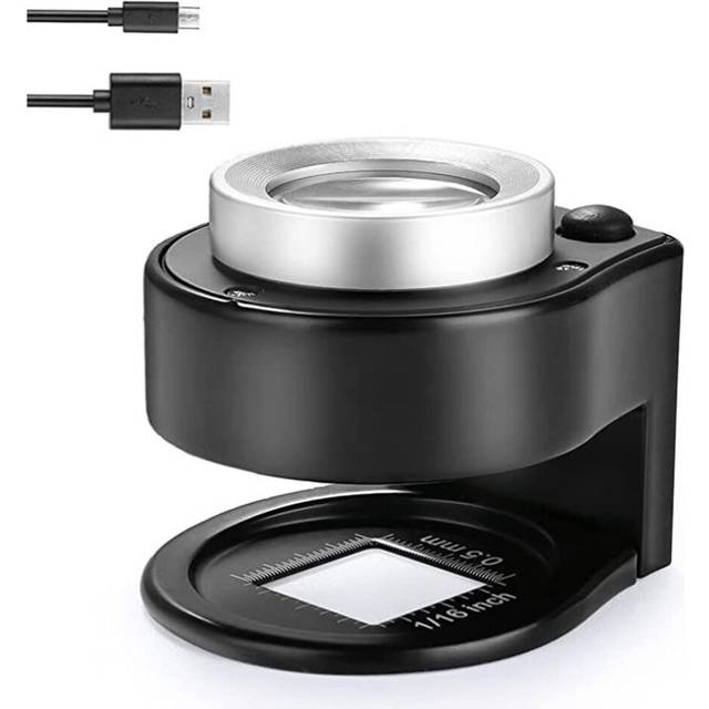 30X Loupe Magnifier with 6 LED Lights, Rechargeable Portable Desktop Metal Jewelers Loupe, Magnifying Glass with Light