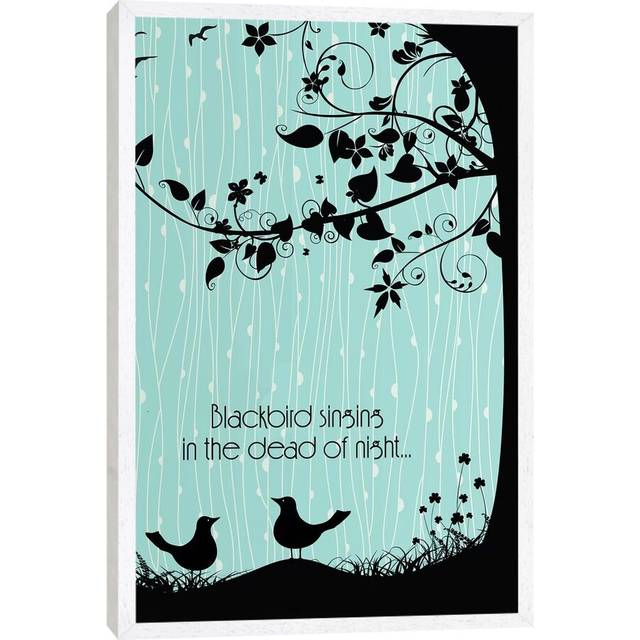 Blackbird Singing In The Dead Of Night - Print - White Framed (66.04cm H x 45.72cm W x 3.81cm D)