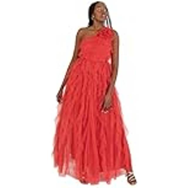 Anaya With Love Corsage Asymmetric Waterfall Ruffle Maxi Dress