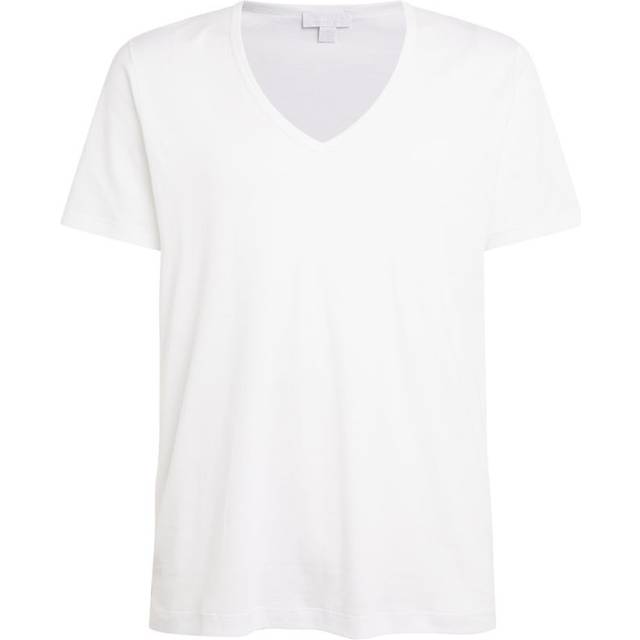 Sunspel Sea Island Cotton V-Neck T-Shirt - White - L