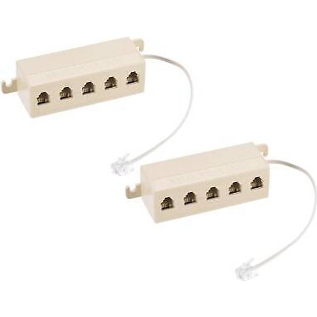Phone jack splitter 6p4c 5 way socket with telephone extension cord 2 pack