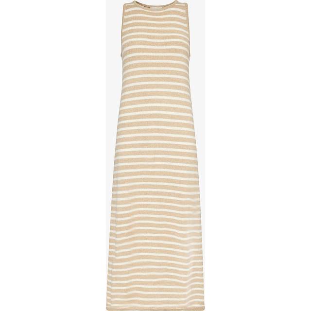 Ocean Stripe Knit Midaxi Dress - Beige and Cream, S
