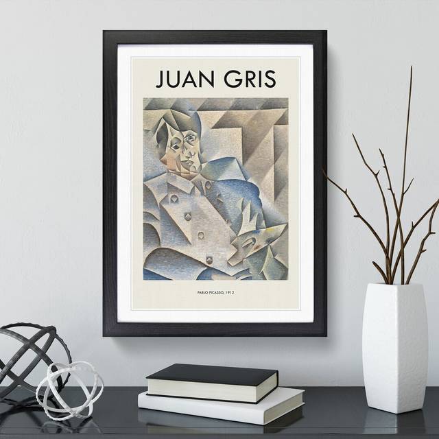 Portrait of Pablo Picasso Print by Juan Gris - Picture Frame Painting - Black Framed (65cm H x 48cm W x 2cm D)