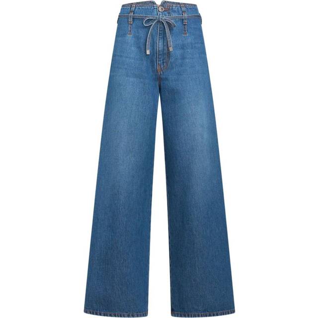 Etro, Jupe-culotte Ceinturée En Denim, Femme, Bleu Marine, Taille 28