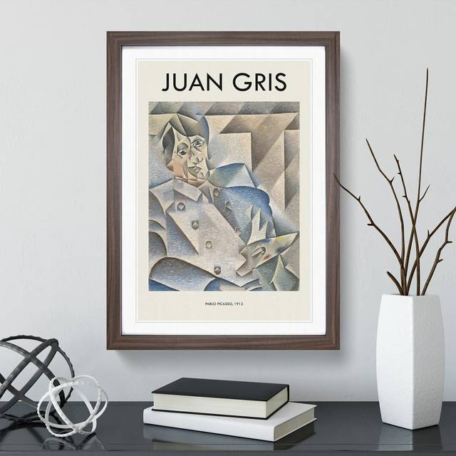 Portrait of Pablo Picasso Print by Juan Gris - Picture Frame Painting - Walnut Framed (65cm H x 48cm W x 2cm D)