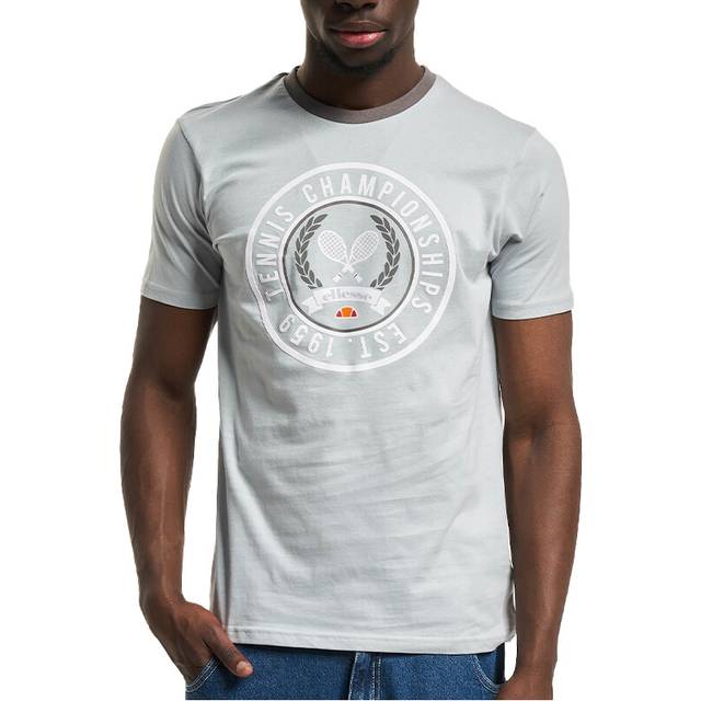 Men's ELLESSE SEGNA Mens T Shirts Crew Neck Short Sleeve Cotton Summer Holiday Tee NEW - Grey - Size: Regular/34