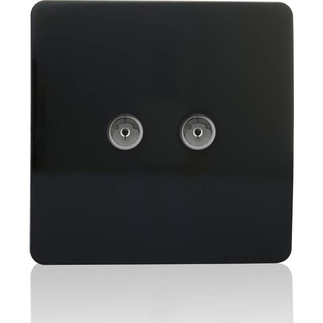Trendi Artistic Modern Glossy Tactile 2 Gang TV Socket in Piano Black ART-2TVSBK