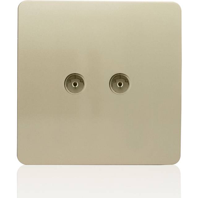 Trendi Artistic Modern Glossy Tactile TV 2 Gang Socket Champagne Gold ART-2TVSGO