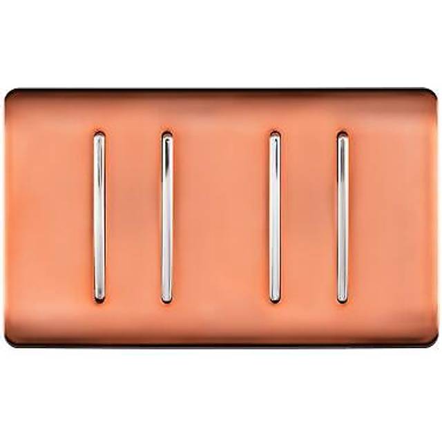 Trendi Artistic Modern Glossy 4 Gang 2 Way Copper Rocker Double Plate Tactile Light Switch