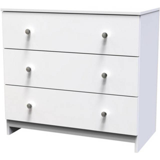 Welcome Furniture Ready Assembled Yarmouth 3 Drawer Chest In White & White, White