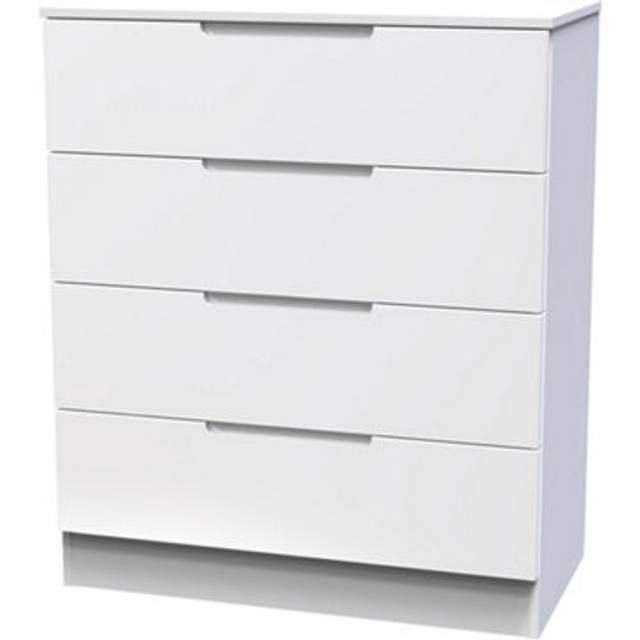 Welcome Furniture Ready Assembled Milan 4 Drawer Chest In White Gloss & White, White