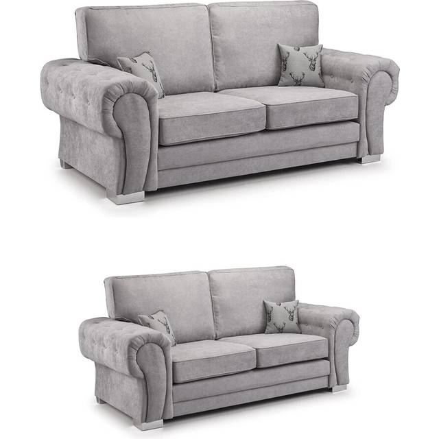 Luxor Jumbo Cord 2 + 1 + 1 Fabric 3 Piece Sofa Suite - Scatter Back - Grey - One Size