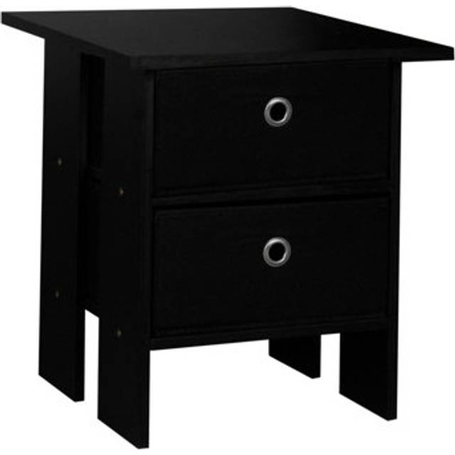 Urbn-Living Urbnliving Height 45Cm 2 Tier Wooden Black Table 2 Black Drawer Bedroom Bedside Nightstand Living Room Side Cabinet - One Size