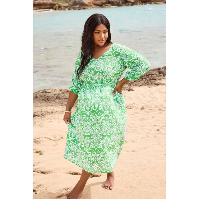 Yours Curve Green Paisley Print Vneck Midaxi Dress, Women's Curve & Plus Size, Yours - 30-32