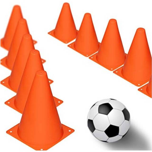 Multipurpose Training Cones (Set of 12), Soft & Durable Traffic Cone for Safety, Agility, Soccer, Football & Other Activities - Neon Orange 7 Inch