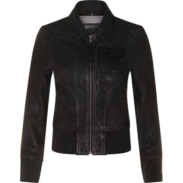 Womens MA-1 Varsity Bomber Jacket-Modbury - Black - 18