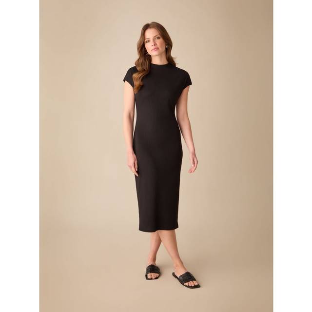 Ro&Zo Womens Black Rib Knit Midi Dress - Size 8 UK