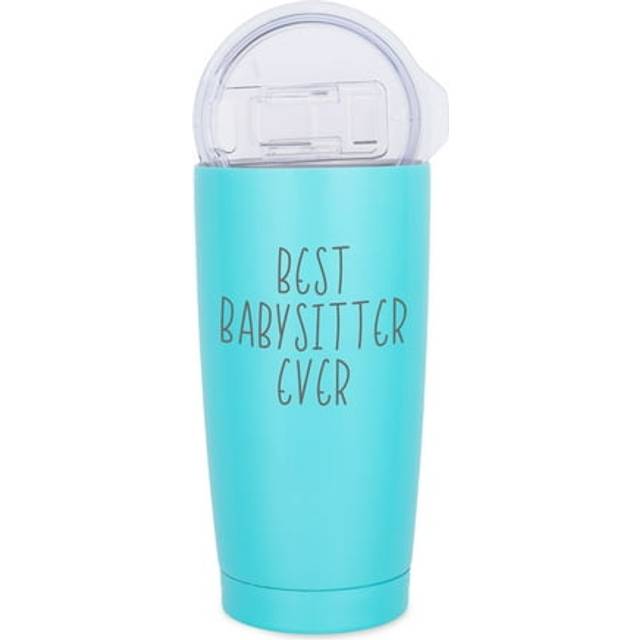 Elanze Designs Best Babysitter Ever Teal 20 ounce Stainless Steel Travel Tumbler Mug Lid