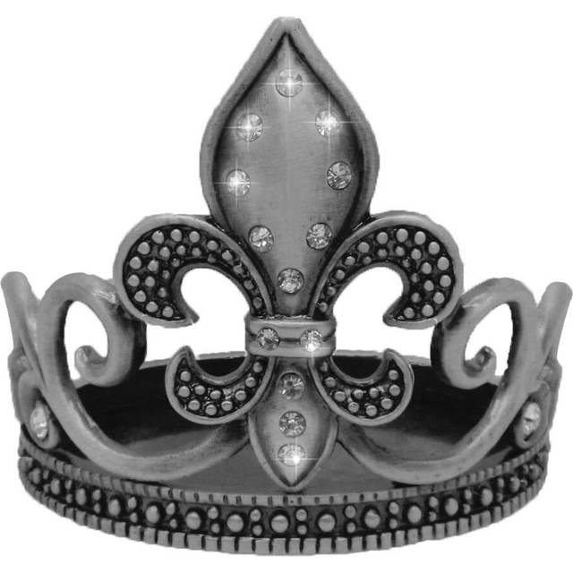 Candle HolderWine Coaster  Fleur de Lis Design Pewter wCrystals