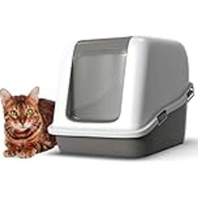 Ella Comfort Cat Litter Box Enclosure with Hood & Flap Door, High Sided Cat Litter Tray with Detachable Top, Carbon Filter for Odor Elimination