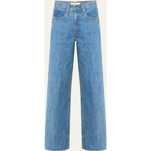SLVRLAKE - Grace Frayed Mid-rise Wide-leg Jeans - Mid denim - Blue - 30