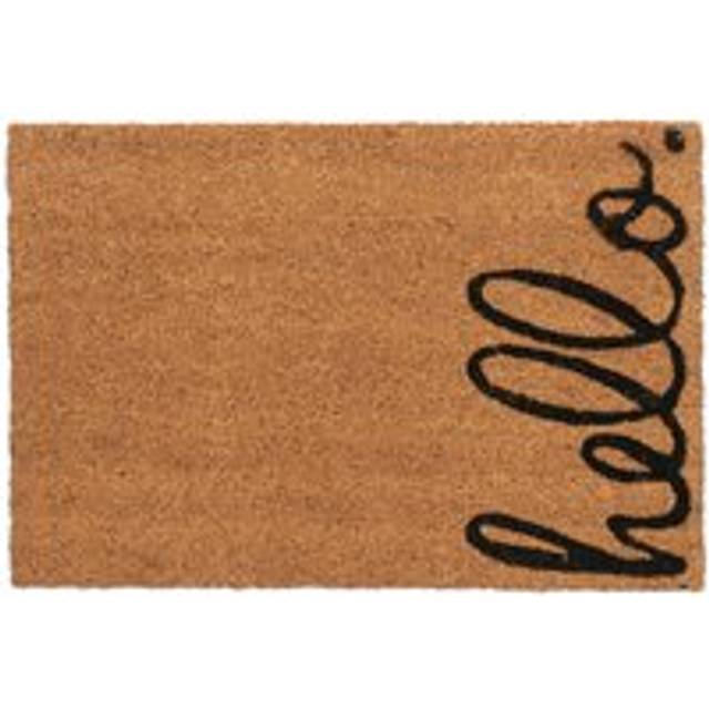 Relaxdays - Coconut Doormat, Non-Slip, with 'Hello' Print, Indoor & Outdoor, Dirt Trap, 1.5 x 60 x 40 cm, Natural/Black