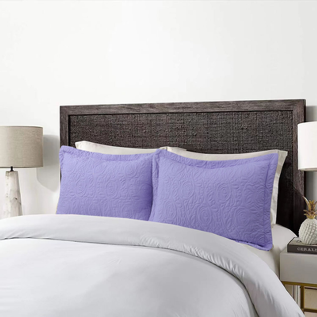 MarCielo 2Piece Embroidered Pillow Shams  Decorative Microfiber Pillow Shams Set Lavender  Standard