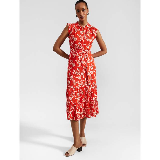 Hobbs Petite Elsa Dress, Red/Cream