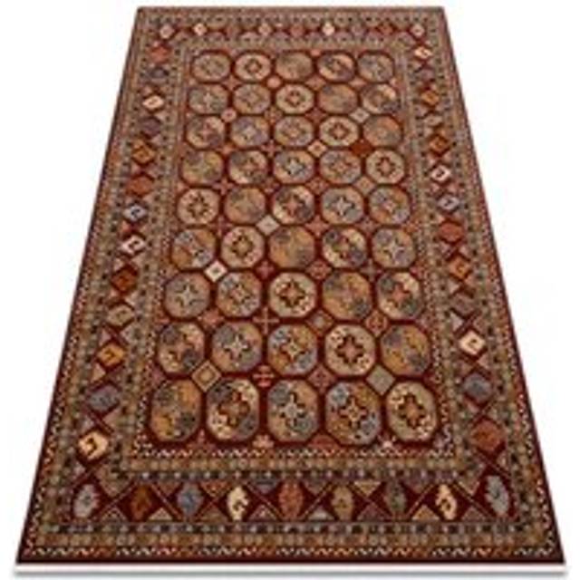 Carpet Wool keshan fringe, Ornament, frame oriental 7874/53588 claret red 80x145 cm