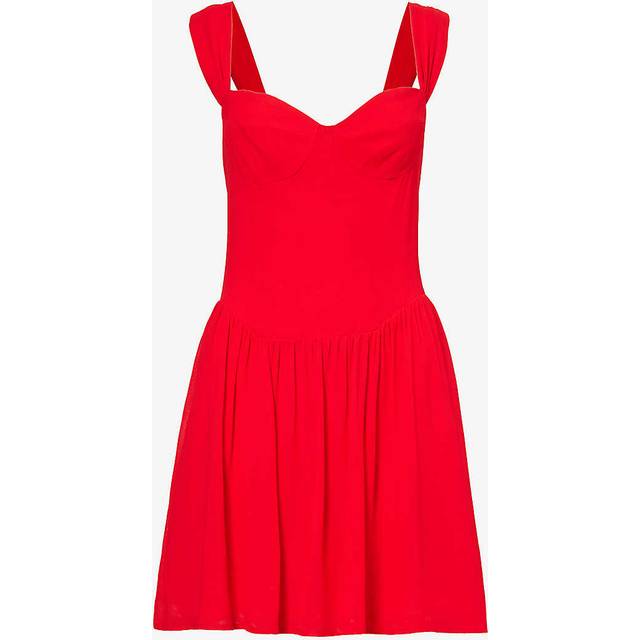 Reformation Womens Poinsettia Taiga Shoulder-strap Crepe Mini Dress 8 - POINSETTIA