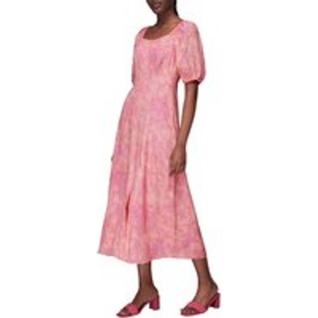 Womens Cracked Batik Print Silk Dress Printed - Pink - 10