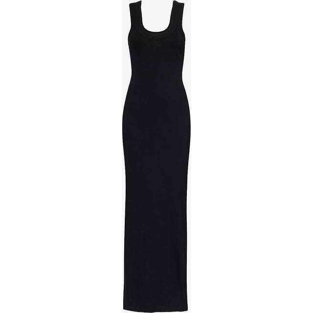 Alexander Wang Womens Black Brand-embossed Slim-fit Stretch-cotton Maxi Dress S - BLACK