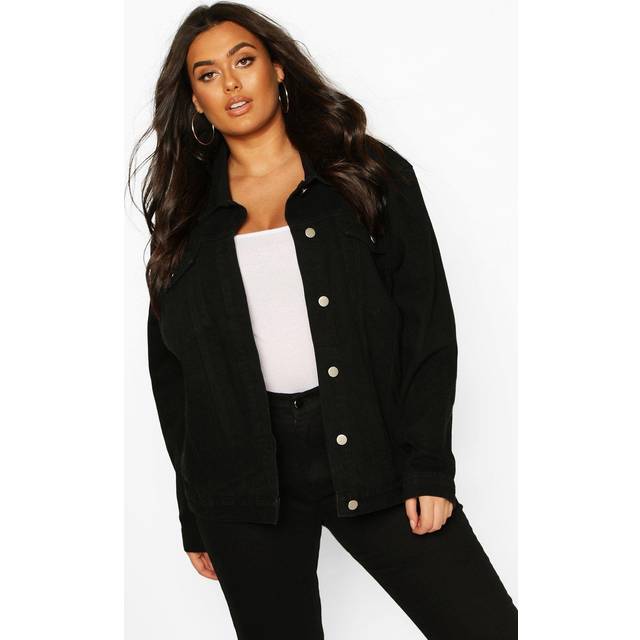 Womens Plus Oversized Denim Jacket - Black - 16, Black