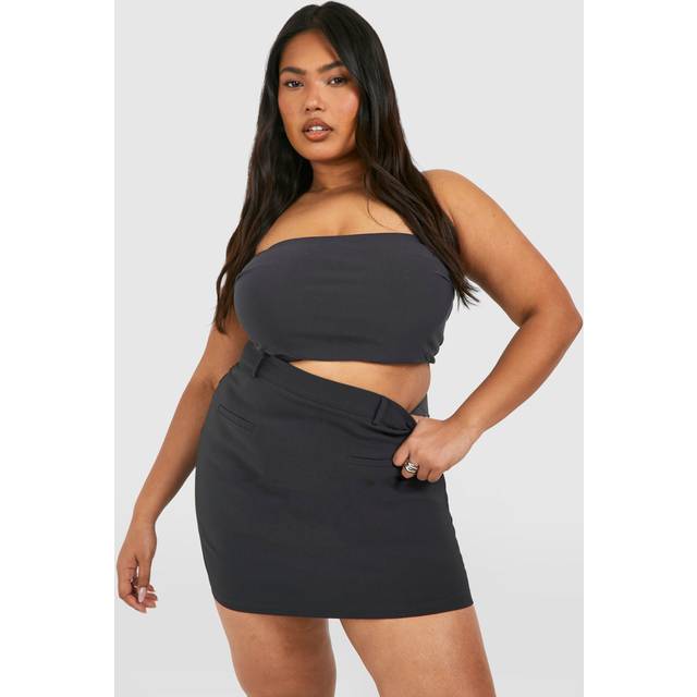 Womens Plus Bengaline Tailored Mini Skort - Grey - 22, Grey