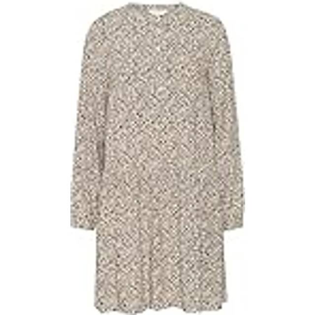 Black Mini Print Dress with Puffed Sleeves