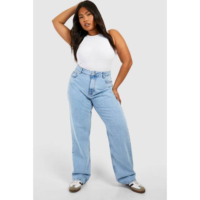 Womens Plus Light Acid Wash Boyfriend Jean - Grey - 26