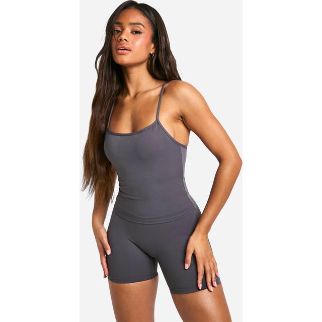 Womens Premium Sculpt Padded Strappy Sports Vest - Grey - Xl, Grey