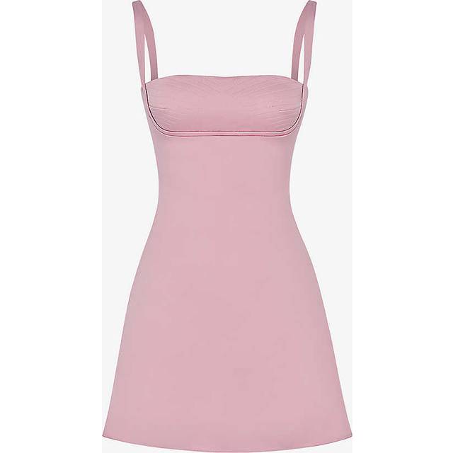 House of Cb Womens Pink Kara Quilted-stitch Satin Mini Dress 8/10 - PINK
