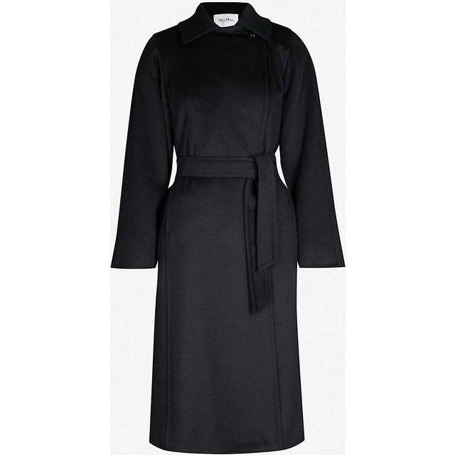 Max Mara Womens Blue Manuela Camel Hair Wrap Coat 16