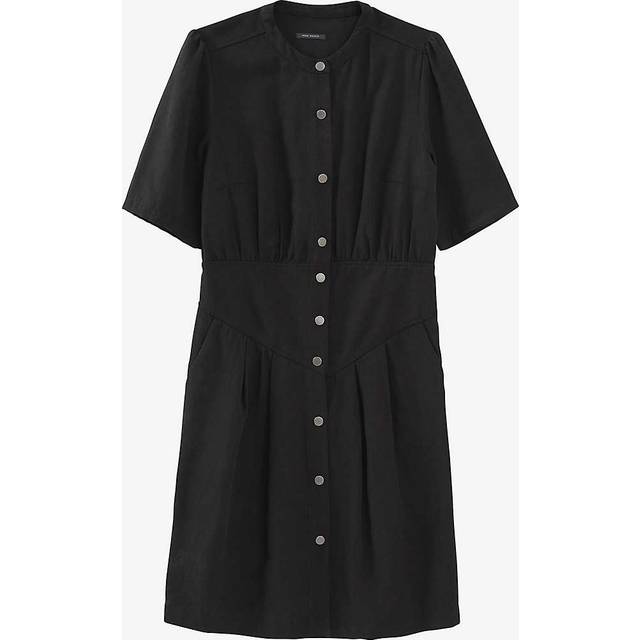 Ikks Womens Black Button-up Fitted Woven Mini Dress 14 - BLACK