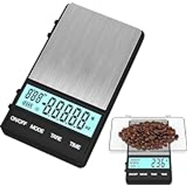 Kaffevåg digital med timer Köksvåg: Nizirioo Espresso våg med LED-pekskärm digital köksvåg finvåg kaffevåg espressovåg med Tara funktion 0,1 g finvåg (inklusive batterier)