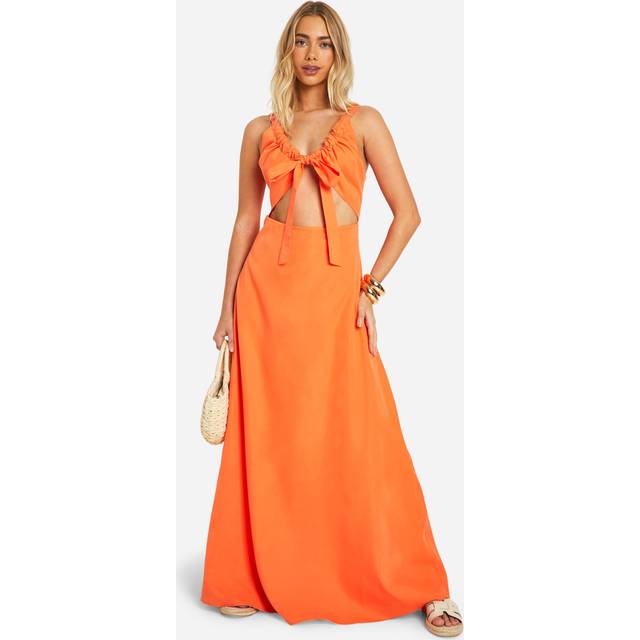Womens Cut Out Maxi Dress - Orange - 10, Orange