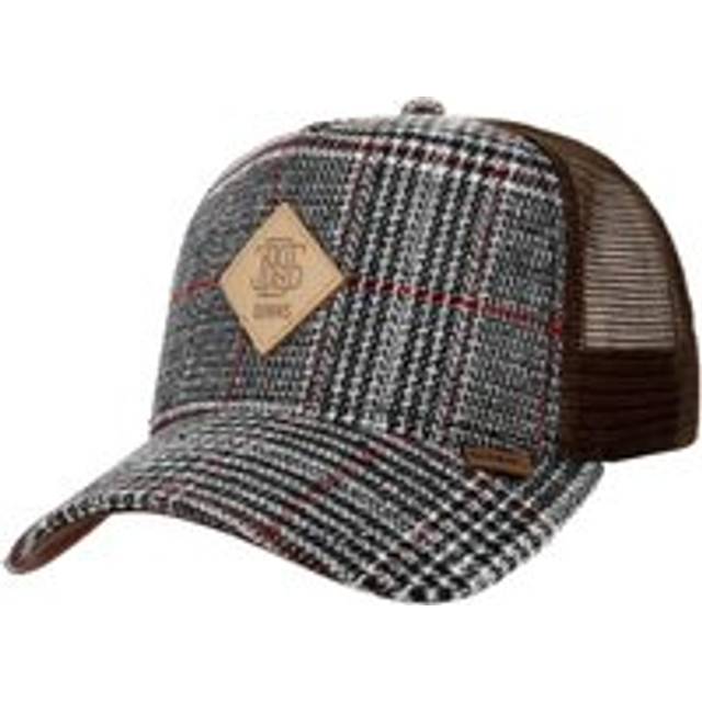 HFT Check Logo Patch Tweed Keps by Djinns - mörkbrun
