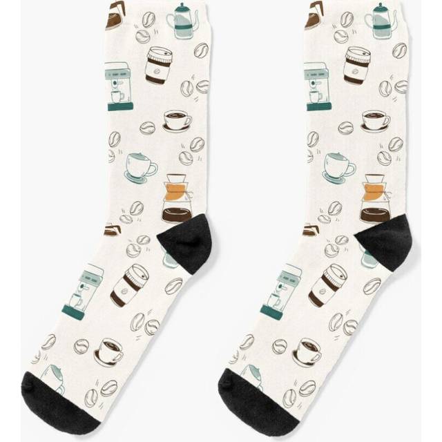 Dress Socks Coffee Pattern Novelty Fancy Crazy Pattern Crew Casual for Men Women