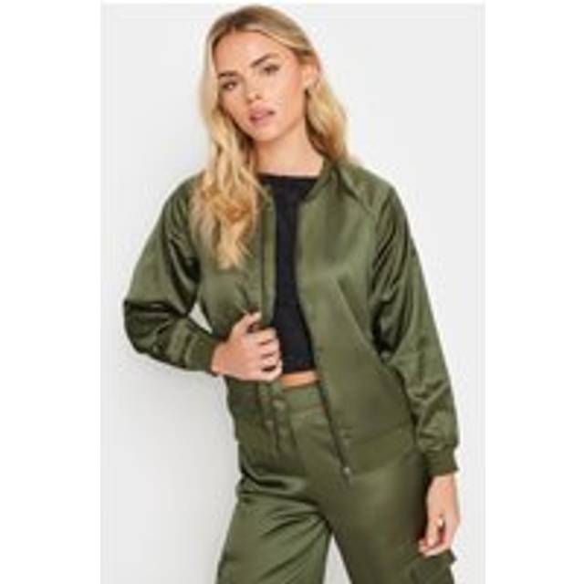 Pixiegirl Olive Green Satin Bomber Jacket 14 Pixiegirl | Petite Women's Bomber Jackets