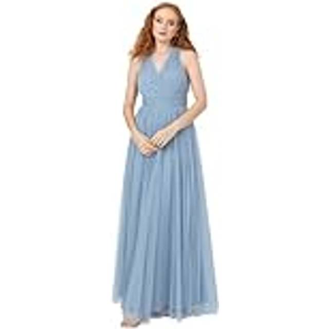 Anaya With Love Wrap Front Tulle Maxi Dress, Soft Blue