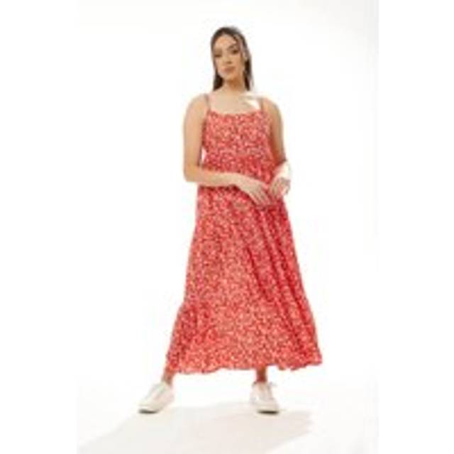Womens Red Floral Cami Smock Dress - S