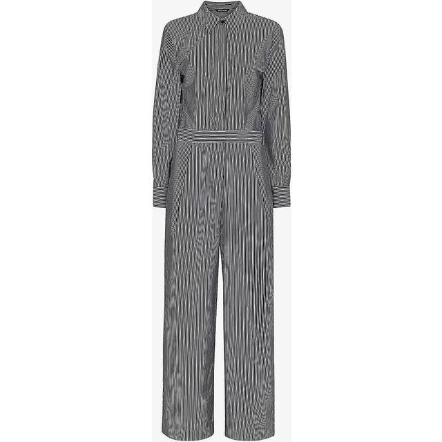 Whistles Womens Black Julia Stripe-pattern Cotton Jumpsuit 14 - BLACK