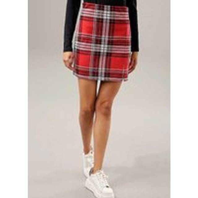 Aniston Tartan Check Mini Skirt - Red Check