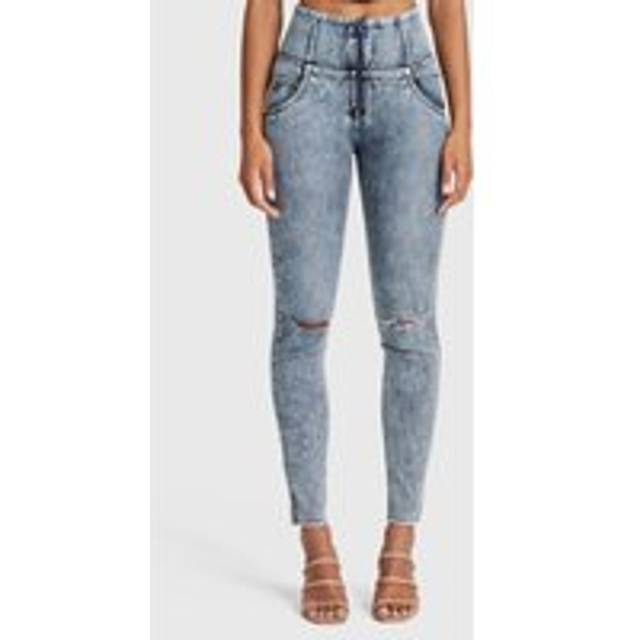 WR.UP Snug Ripped Jeans High Waisted Full Length Jeans - Mid Blue